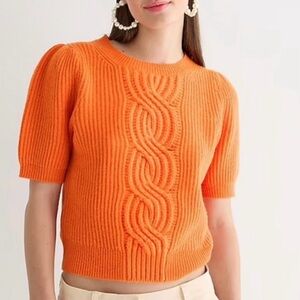J Crew Orange Cable Knit Sweater